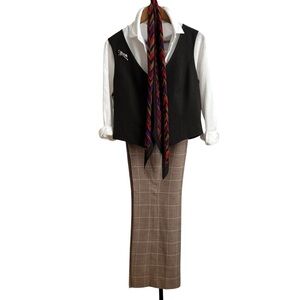 Talbots Brown Wool Houndstooth Flare Trousers Size 10